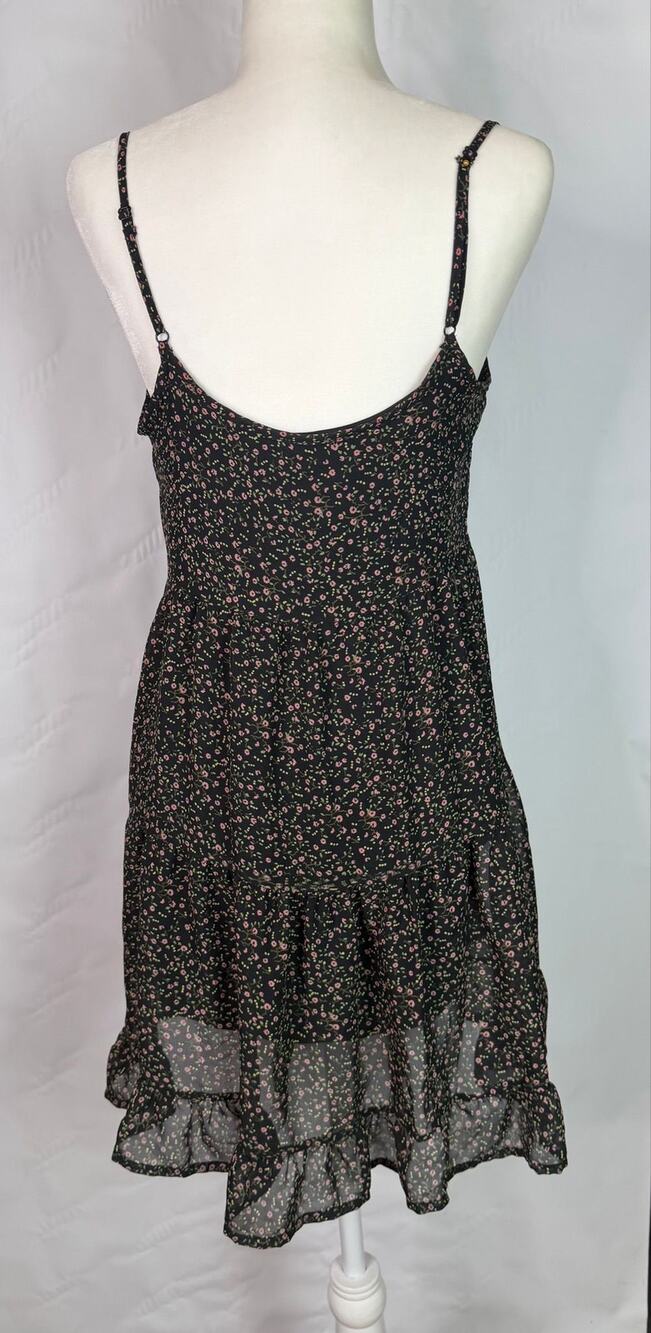 Adam Levine Black Floral Print Baby Doll Sun Dress Short